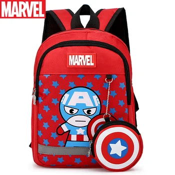Детские рюкзаки Marvel для мальчиков с принтом Капитана Америки, Человека-паука, повседневные школьные сумки для подростков, легкий милый рюкзак
