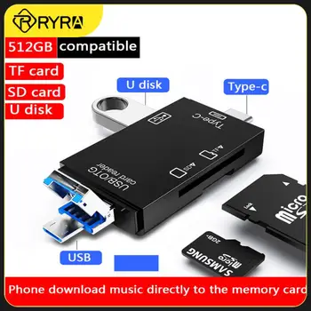 RYRA USB 2.0 Портативный Считыватель карт TF SD Type C Адаптер для флэш-карт памяти с двумя слотами