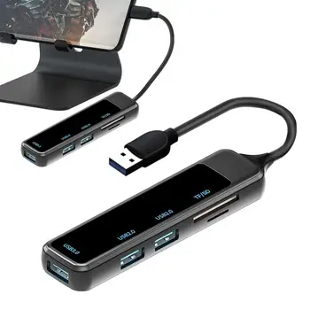 4 В 1 USB 3,0 концентратор для ноутбука, адаптер для зарядки ПК, 4 порта, док-станция, устройство чтения карт памяти для портативных ПК, разветвитель док-станции Type-C