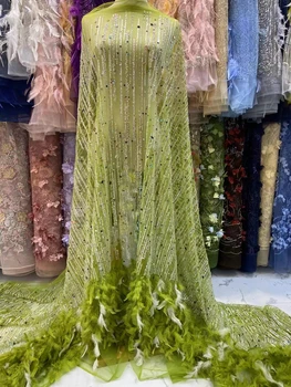 Новейшая Роскошная Элегантная Африканская Кружевная ткань С вышивкой Бисером, Блестками, Нигерийский Тюль Для Свадебной вечеринки, Длинное платье