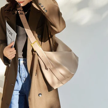 Модная Женская сумка через плечо, кожаный дизайн подмышек, сумки под мышками, Плиссированная седельная сумка, однотонная сумка-мессенджер, кошелек, сумка-бродяга