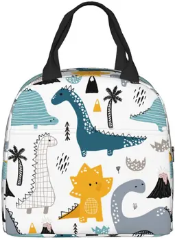 Милый Ланч-бокс с динозавром - изолированные сумки для ланча для Детей, Женские Многоразовые сумки-тоут для ланча, идеально подходящие для школы/Пикника/Пляжа/Путешествий