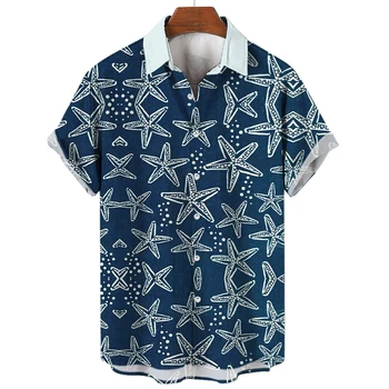 Мужские рубашки с животными, 3d принт морского организма, высококачественная мужская одежда, повседневные Рубашки и блузки свободного размера с коротким рукавом
