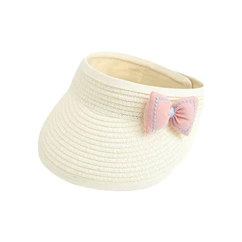 Очаровательная складная соломенная шляпка от солнца для маленьких девочек с широкими полями и мягким бантом, идеально подходящая для летних пляжных дней