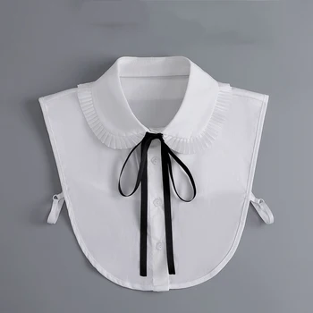 Женская рубашка с накладным воротником, Блузка с бантиками, Рубашка с лацканами, Съемный воротник, Женское Съемное ожерелье, искусственный воротник на пуговицах